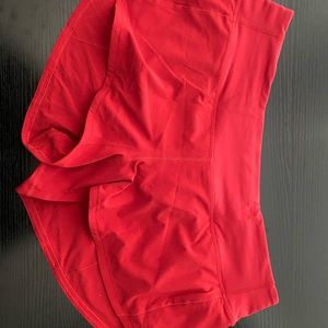 red lululemon speed up shorts SIZE 8